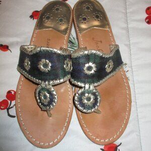 Jack Rogers Green & Blue plaid Sandals Size 8.5